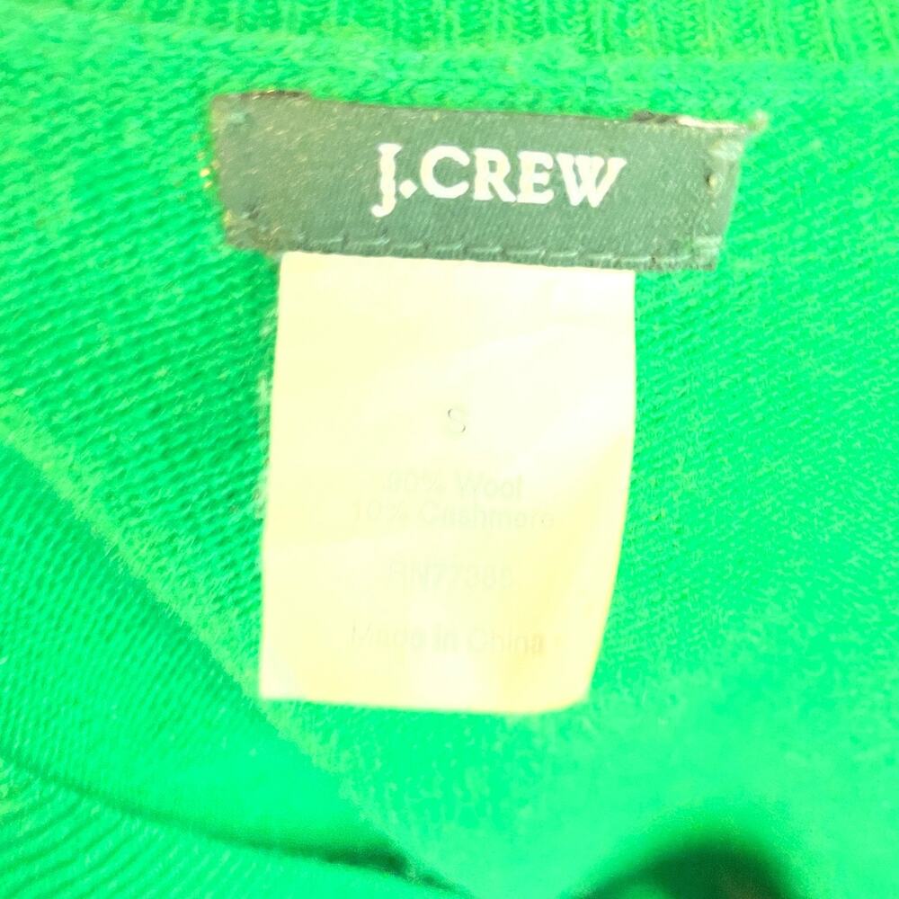 Women's Small J.Crew Wool/Cashmere Blend Green V-Neck Argyle Sweater - Picture 4 of 4